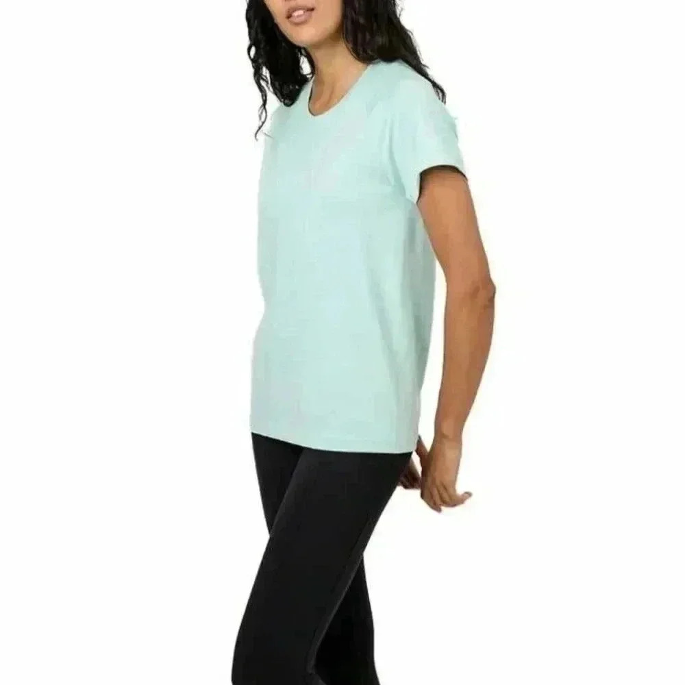 ❤️ New! Tuff  Athletics Active Top Medium Soft Green Seamless Stretch T-shirt - Picture 2 of 11